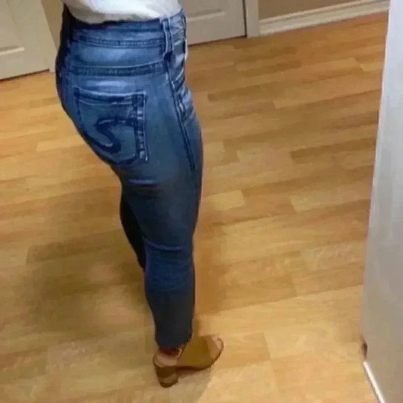 Silver Skinny Jeans Aiko High Capri Ankle Crop Mid Blue Denim Size 26 - Picture 11 of 16